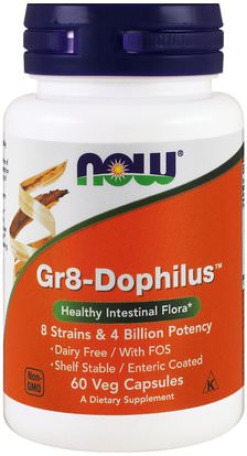Now Foods, Gr8-Dophilus, 60 Veg Capsules ,والمكملات الغذائية، البروبيوتيك، أسيدوفيلوس، استقرت البروبيوتيك