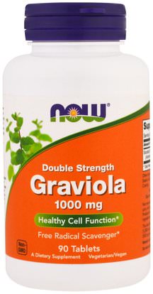 Now Foods, Graviola, Double Strength, 1000 mg, 90 Tablets ,والصحة، والدعم المناعي، والأعشاب