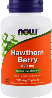 Now Foods, Hawthorn Berry, 540 mg, 100 Capsules ,الأعشاب، الزعرور