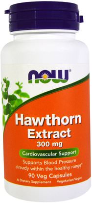 Now Foods, Hawthorn Extract, 300 mg, 90 Veg Capsules ,الصحة، ضغط الدم، الأعشاب، الزعرور