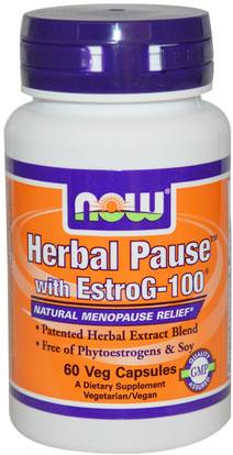 Now Foods, Herbal Pause With EstroG-100, 60 Veg Capsules ,والصحة، والنساء، وانقطاع الطمث