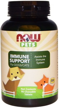Now Foods, Pets, Immune Support, For Dogs/Cats, 90 Chewable Tablets ,رعاية الحيوانات الأليفة، والكلاب الأليفة والحيوانات الأليفة القطط