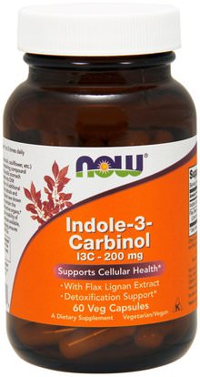 Now Foods, Indole-3-Carbinol, 200 mg, 60 Veg Capsules ,المكملات الغذائية، مضادات الأكسدة، إندول 3 كاربينول، القرنبيط الصليبي