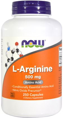 Now Foods, L-Arginine, 500 mg, 250 Capsules ,المكملات الغذائية، والأحماض الأمينية، ل أرجينين
