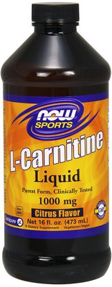 Now Foods, L-Carnitine Liquid, Citrus Flavor, 1,000 mg, 16 fl oz (473 ml) ,المكملات الغذائية، والأحماض الأمينية، ل كارنيتين، ل كارنيتين السائل