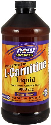Now Foods, L-Carnitine Liquid, Triple Strength, Citrus Flavor, 3,000 mg, 16 fl oz (473 ml) ,المكملات الغذائية، والأحماض الأمينية، ل كارنيتين