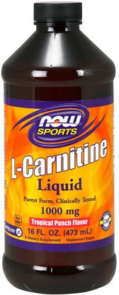 Now Foods, L-Carnitine Liquid, Tropical Punch Flavor, 1,000 mg, 16 fl oz (473 ml) ,المكملات الغذائية، والأحماض الأمينية، ل كارنيتين، ل كارنيتين السائل