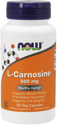 Now Foods, L-Carnosine, 500 mg, 50 Veg Capsules ,المكملات الغذائية، والأحماض الأمينية، ل كارنوزين