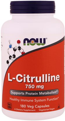 Now Foods, L-Citrulline, 750 mg, 180 Veg Capsules ,المكملات الغذائية، والأحماض الأمينية، ل سيترولين