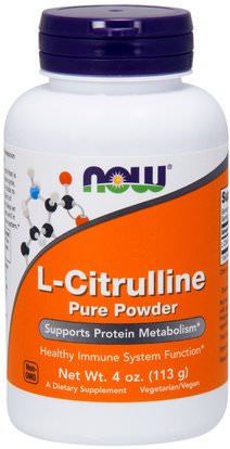 Now Foods, L-Citrulline, Pure Powder, 4 oz (113 g) ,المكملات الغذائية، والأحماض الأمينية، ل سيترولين، والرياضة، وأكسيد النيتريك