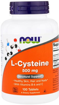 Now Foods, L-Cysteine, 500 mg, 100 Tablets ,المكملات الغذائية، الأحماض الأمينية، السيستين l