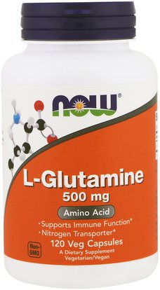 Now Foods, L-Glutamine, 500 mg, 120 Veg Capsules ,المكملات الغذائية، والأحماض الأمينية، ل الجلوتامين، ل غلوتامين قبعات