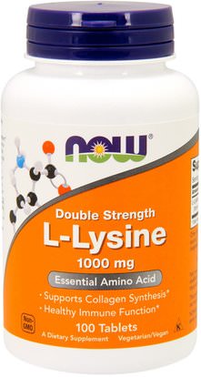 Now Foods, L-Lysine, 1,000 mg, 100 Tablets ,المكملات الغذائية، والأحماض الأمينية، ل يسين