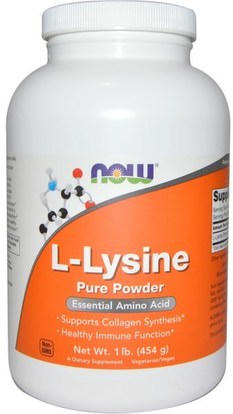 Now Foods, L-Lysine Pure Powder, 1 lb (454 g) ,المكملات الغذائية، والأحماض الأمينية، ل يسين