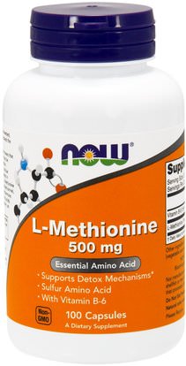 Now Foods, L-Methionine, 500 mg, 100 Capsules ,المكملات الغذائية، والأحماض الأمينية، ل ميثيونين