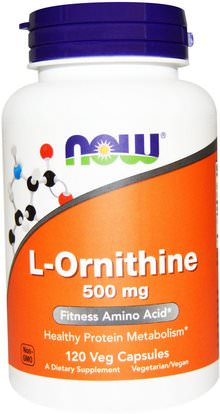 Now Foods, L-Ornithine, 500 mg, 120 Veg Capsules ,المكملات الغذائية، والأحماض الأمينية، ل أورنيثين