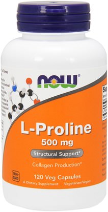Now Foods, L-Proline, 500 mg, 120 Veg Capsules ,المكملات الغذائية، والأحماض الأمينية، ل برولين