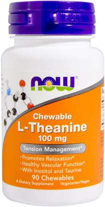 Now Foods, L-Theanine, 100 mg, 90 Chewables ,المكملات الغذائية، ل الثيانين