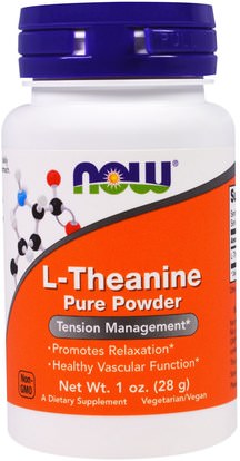 Now Foods, L-Theanine, Pure Powder, 1 oz (28 g) ,المكملات الغذائية، ل الثيانين