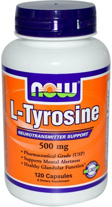 Now Foods, L-Tyrosine, 500 mg, 120 Capsules ,المكملات الغذائية، والأحماض الأمينية، لتر التيروزين
