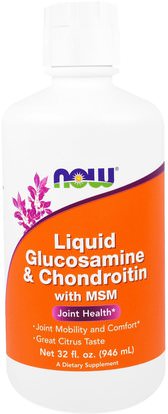 Now Foods, Liquid Glucosamine & Chondroitin, with MSM, Citrus, 32 fl oz (946 ml) ,المكملات الغذائية، شوندروتن الجلوكوزامين، الجلوكوزامين و شوندروتن السائل