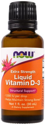 Now Foods, Liquid Vitamin D-3, Extra Strength, 1,000 IU, 1 fl oz (30 ml) ,الفيتامينات، فيتامين d3