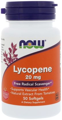 Now Foods, Lycopene, 20 mg, 50 Softgels ,المكملات الغذائية، مضادات الأكسدة، الليكوبين، الكاروتينات