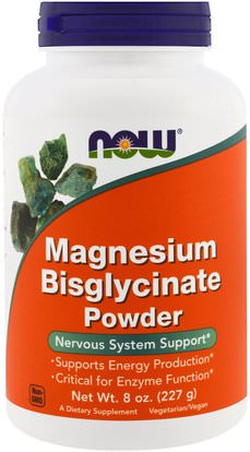 Now Foods, Magnesium Bisglycinate Powder, 8 oz (227 g) ,المكملات الغذائية، المعادن، المغنيسيوم