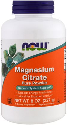Now Foods, Magnesium Citrate Pure Powder, 8 oz (227 g) ,المكملات الغذائية، المعادن، المغنيسيوم