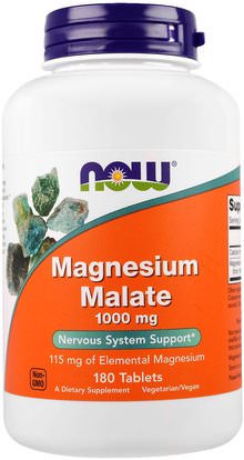 Now Foods, Magnesium Malate, 1,000 mg, 180 Tablets ,المكملات الغذائية، المعادن، الكالسيوم والمغنيسيوم مالات