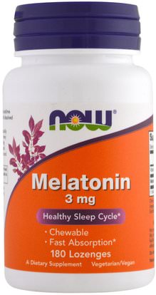 Now Foods, Melatonin, 3 mg, 180 Lozenges ,المكملات الغذائية، الميلاتونين