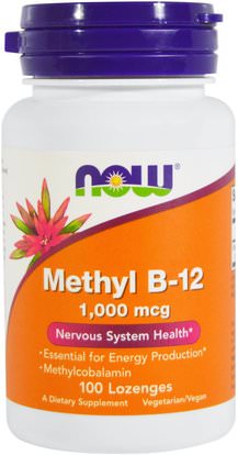 Now Foods, Methyl B-12, 1,000 mcg, 100 Lozenges ,الفيتامينات، وفيتامين ب، وفيتامين ب 12، وفيتامين ب 12 - ميثيلكوبالامين