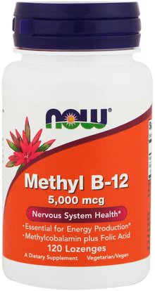 Now Foods, Methyl B-12, 5000 mcg, 120 Lozenges ,الفيتامينات، فيتامين ب، فيتامين ب 12