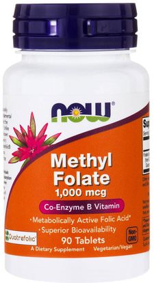 Now Foods, Methyl Folate, 1,000 mcg, 90 Tablets ,الفيتامينات، حمض الفوليك، 5-مثف حمض الفوليك (5 الميثيل رباعي هيدرولوفولات)