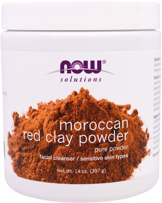 Now Foods, Moroccan Red Clay Powder, Facial Cleanser, 14 oz (397 g) ,الصحة، السموم، الطين، الجمال، العناية بالوجه، الجلد