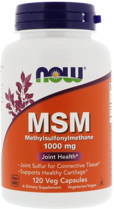 Now Foods, MSM, Methylsulfonylmethane, 1,000 mg, 120 Veg Capsules ,الصحة، العظام، هشاشة العظام، الصحة المشتركة، مسم