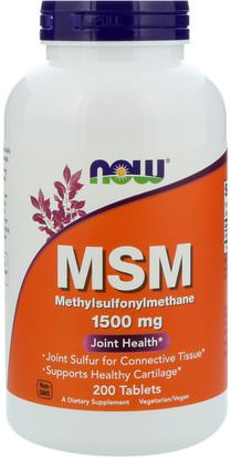 Now Foods, MSM, Methylsulphonylmethane, 1,500 mg, 200 Tablets ,الصحة، التهاب المفاصل، العظام، هشاشة العظام، مسم