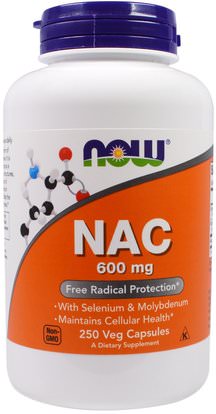 Now Foods, NAC, 600 mg, 250 Veg Capsules ,المكملات الغذائية، والأحماض الأمينية، ناك (ن أستيل السيستين)