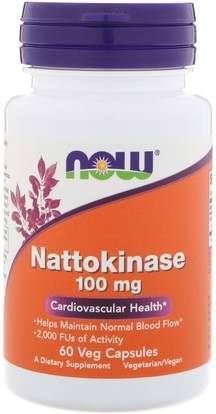 Now Foods, Nattokinase, 100 mg, 60 Veg Capsules ,المكملات الغذائية، ناتوكيناس