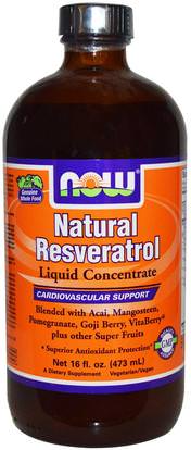 Now Foods, Natural Resveratrol, Liquid Concentrate, 16 fl oz (473 ml) ,المكملات الغذائية، مضادات الأكسدة، ريسفيراترول