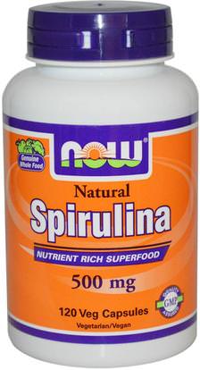 Now Foods, Natural Spirulina, 500 mg, 120 Veg Capsules ,المكملات الغذائية، سبيرولينا