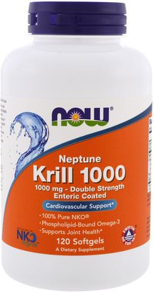 Now Foods, Neptune Krill 1000, 1000 mg, 120 Softgels ,المكملات الغذائية، إيفا أوميجا 3 6 9 (إيبا دا)، زيت الكريل، زيت الكريل نبتون