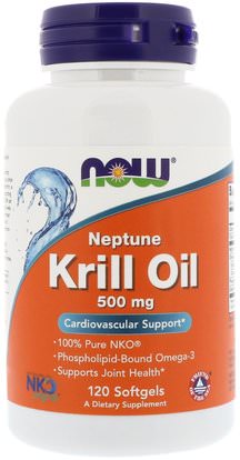 Now Foods, Neptune Krill Oil, 500 mg, 120 Softgels ,المكملات الغذائية، إيفا أوميجا 3 6 9 (إيبا دا)، زيت الكريل، زيت الكريل نبتون