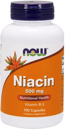 Now Foods, Niacin, 500 mg, 100 Capsules ,الفيتامينات، فيتامين ب، فيتامين b3، فيتامين b3 - النياسين