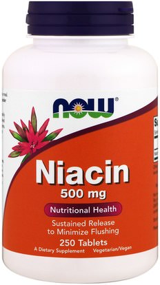 Now Foods, Niacin, 500 mg, 250 Tablets ,الفيتامينات، فيتامين ب، فيتامين b3، فيتامين b3 - النياسين