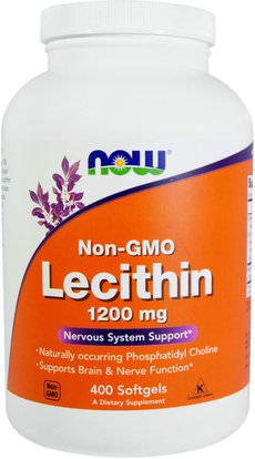 Now Foods, Non-GMO Lecithin, 1200 mg, 400 Softgels ,المكملات الغذائية، الليسيثين