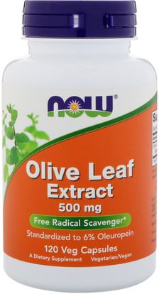 Now Foods, Olive Leaf Extract, 500 mg, 120 Veg Capsules ,الصحة، إنفلونزا البرد، &، فيروسي، ورقة للنبات الزيتون