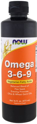 Now Foods, Omega 3-6-9, 16 fl oz (473 ml) ,المكملات الغذائية، إيفا أوميجا 3 6 9 (إيبا دا)، زيت بوريج