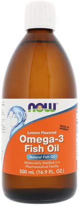 Now Foods, Omega-3 Fish Oil, Lemon Flavored, 16.9 fl oz (500 ml) ,المكملات الغذائية، إيفا أوميجا 3 6 9 (إيبا دا)، زيت السمك السائل