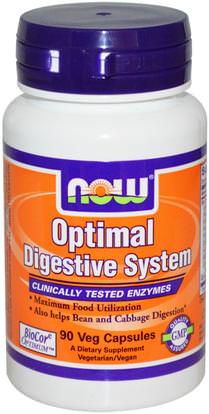 Now Foods, Optimal Digestive System, 90 Veg Capsules ,والمكملات الغذائية، والإنزيمات، والإنزيمات الهاضمة